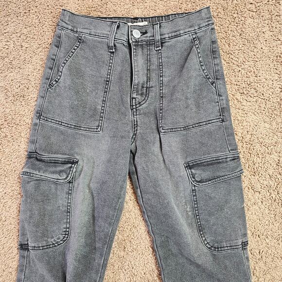 SO Jeans Womens XS Black High Rise Cargo Joggers Denim Stretch Pockets EUC - Picture 2 of 12